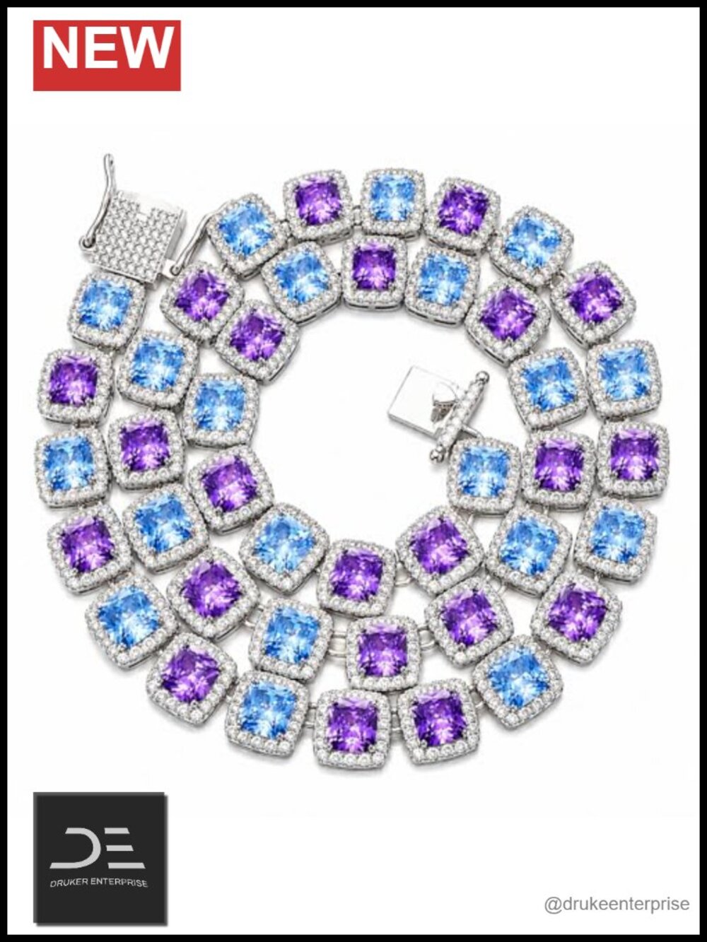 Tennis Chain Necklace 18k Gold Plated Brass Cubic Zirconia Princess Cut 18 Inch